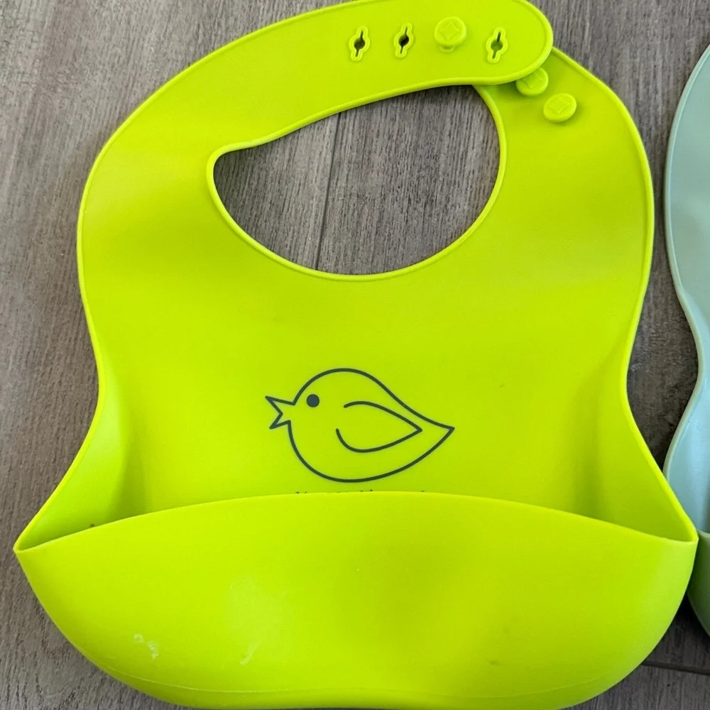 Silicone Baby Bib Set - Yellow and Green